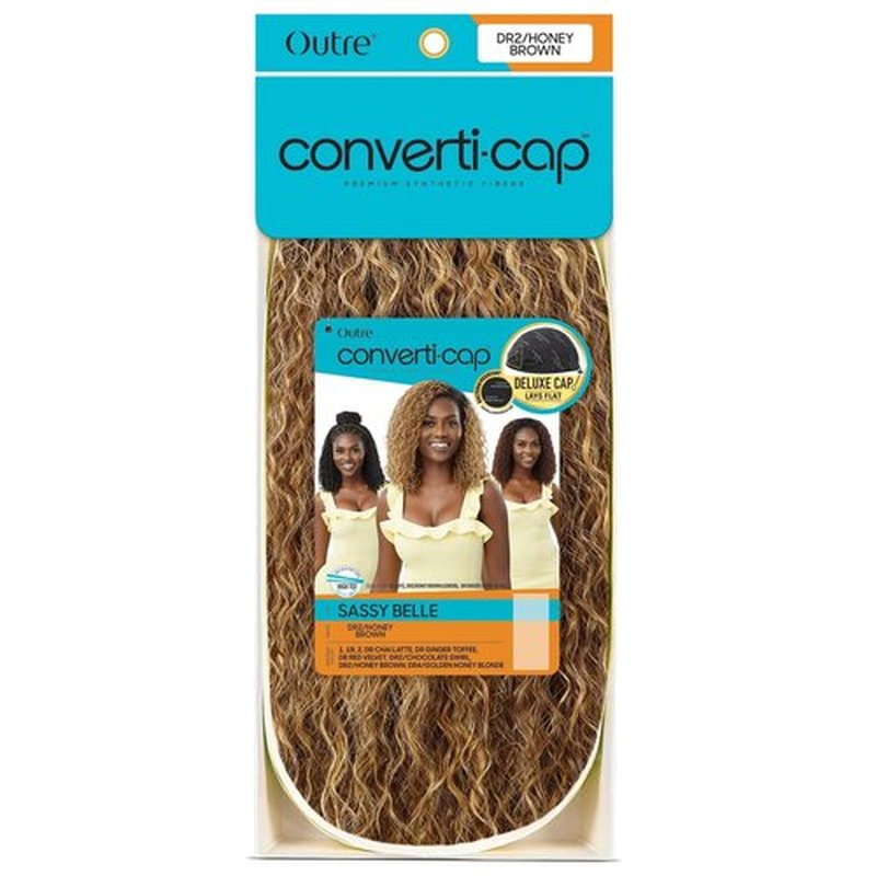 Outre Converti Cap Wig Deluxe Cap Lays Flat SASSY BELLE (DR2/HNBRN)