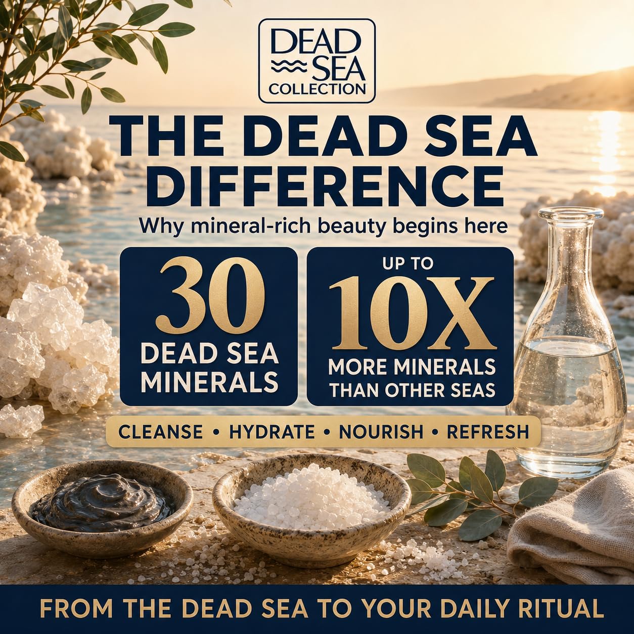 Dead Sea Collection Shampoo and Conditioner Set with Argan Oil – Hydrating Softening Hair Products with Dead Sea Minerals for All Hair Types – Set of 2 Bottles (33.8 & 30.6 Fl. Oz.)