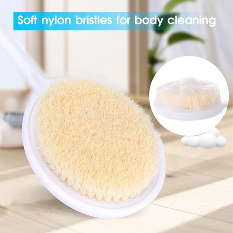 Foldable Back Brush Long Handle for Shower, 20.5” Foldable Back Bath Brush for Lotion Applicator Exfoliation and Improved Skin Health for Elderly with Limited Arm Movement, Disabled, Pregnant Women