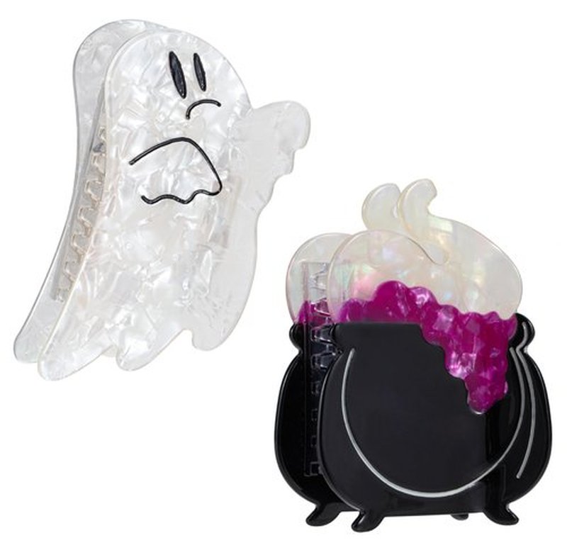 Spooky Ghost Hair Clips Halloween Witch Cauldron Hair Claw Set- Halloween Cauldron Ghost Claw Clips Medium Claw Clips for Thin/Thick Hair Accessories for Women 2Pcs(Cauldron)