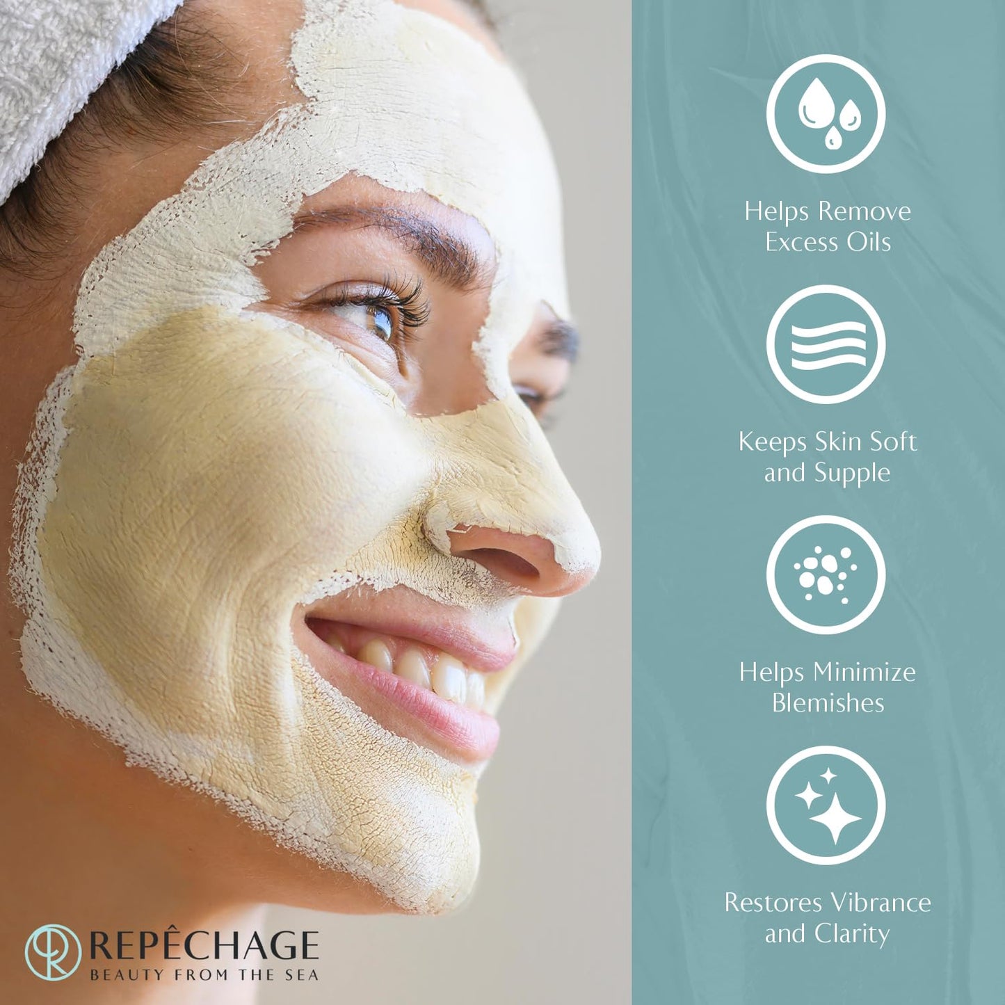 Repechage Sea Mud Mask – Deep Pore Cleansing Clay Face Mask with Seaweed for Women and Men, Exfoliating Mud Mask for Oily, Dry, Sensitive, Problem Skin, for Clearer, Smoother Complexion, 4 fl oz