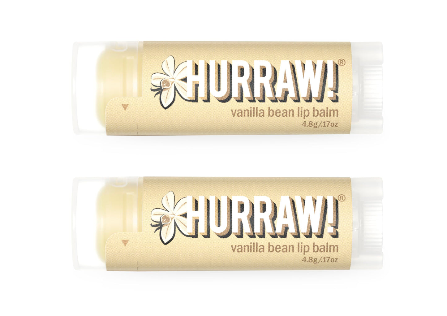 Hurraw! Vanilla Bean Lip Balm, 2 Pack: Organic, Certified Vegan, Cruelty and Gluten Free. Non-GMO, 100% Natural Ingredients. Bee, Shea, Soy and Palm Free. Made in USA