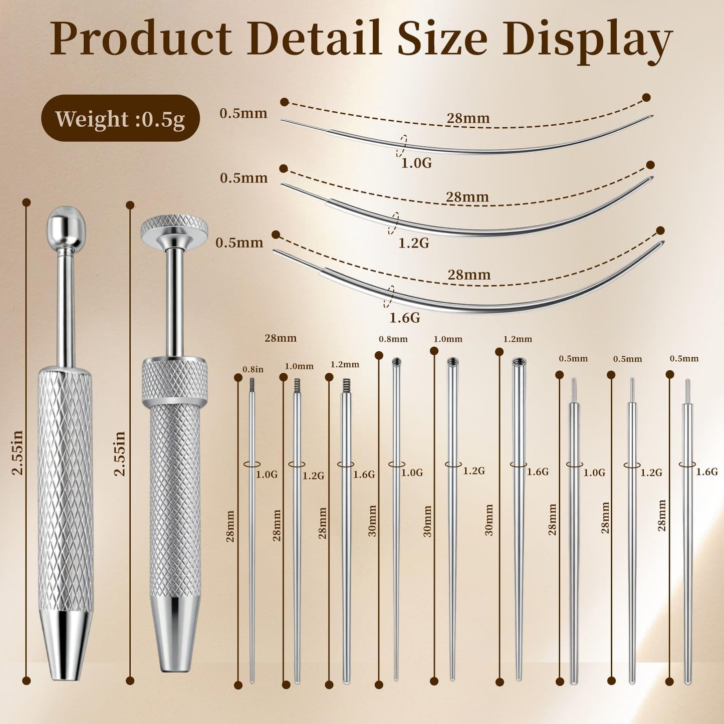 Piercing Taper Ball Grabber Tool for Changing Jewelry - 14G 16G 18G 20G Stainless Steel Flat Back Earring Applicator Tool Piercing Kit for Ear/Nose/Eyebrow/Tongue/Navel/Nipple/Lip (Set Thread + Threadless (14G 16G 18G) + Ball Grabber Tool)