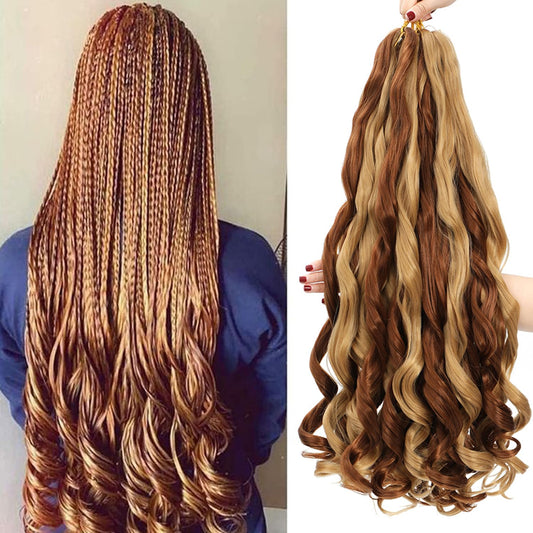 French Curly Braiding Hair 24 Inch 8 Packs - Pre Stretched Bouncy Braiding Hair- Loose Wavy Braiding Hair Synthetic Hair Extensions (24 inch 8 packs 27/30)