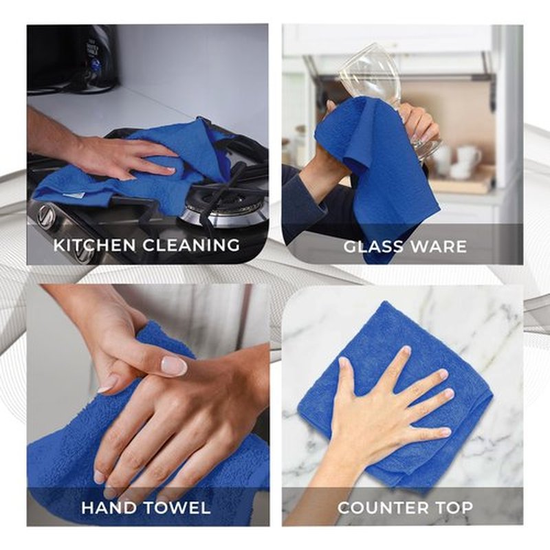 Avalon Towels Cotton Washcloths – (Pack of 60) Size 12x12 Inches, 100% Ring Spun Cotton, Soft & Absorbent Face Towels, Gym Towels, Hotel and Spa Quality, Reusable Fingertip Towels (Blue)