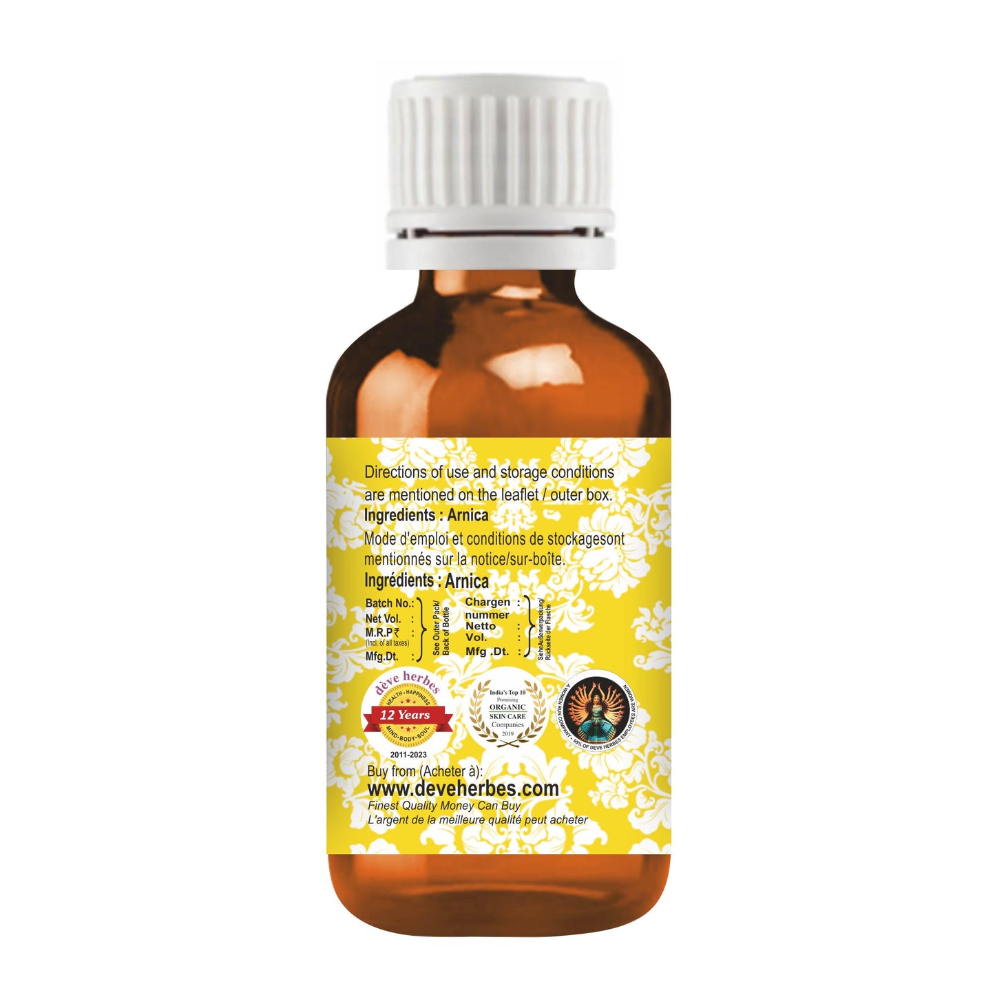 dève herbes Arnica Oil (Arnica Montana) | Infused | Pure | Non-Sticky | Lightweight | for Facial Care | Men & Women | 30ml (1 oz)