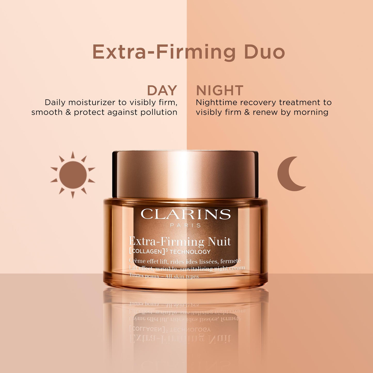 Clarins NEW Extra-Firming Day Moisturizer | Firming Anti Aging Face Cream | Contains Collagen Polypeptide & Niacinamide | REFILLABLE | All Skin Types | 1.7 Ounces