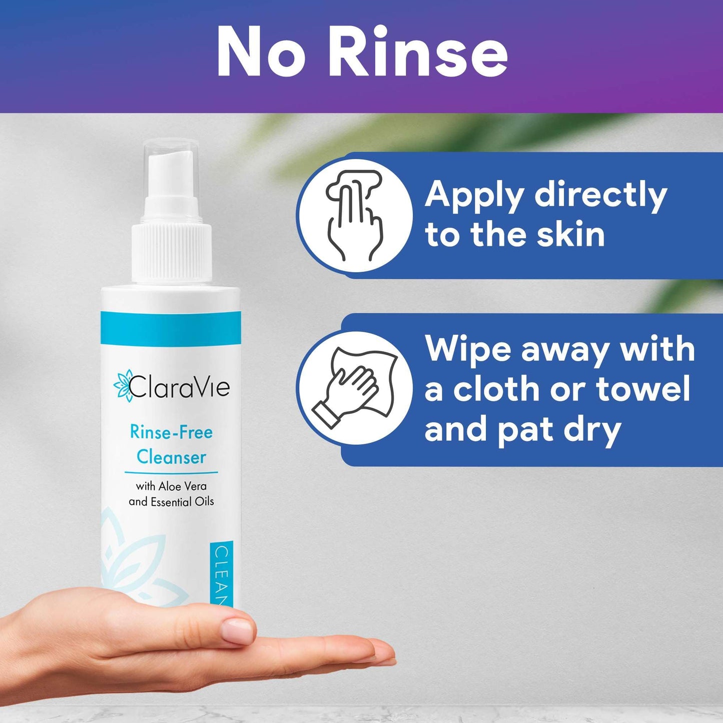 Gentell Select ClaraVie Rinse Free Body Wash and Shampoo and Perineal Cleanser - 8 oz No Rinse Body Wash for Elderly - 3 in 1 Formula with Essential Oils - Moisturizing and Soothing for Fragile Skin
