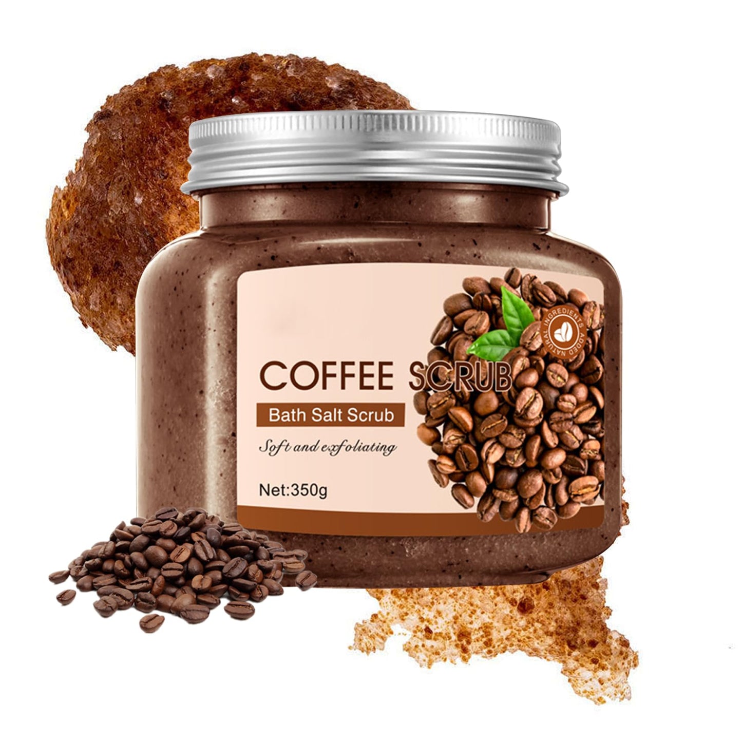 Coffee Body Exfoliator, Deep Cleaning Exfoliating Body Scrub, Moisturizing Nourishing Salt Rose Body Scrub, 350 g