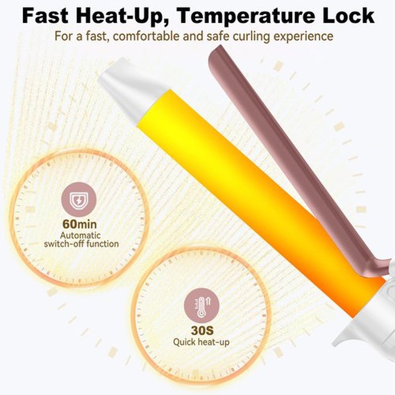 1 Inch Curling Iron,Curling Wand for Long Hair,5 Adjustable Temp LCD Digital Control,25 mm Thin Long Barrel Curling Iron Double Voltage 110-240V
