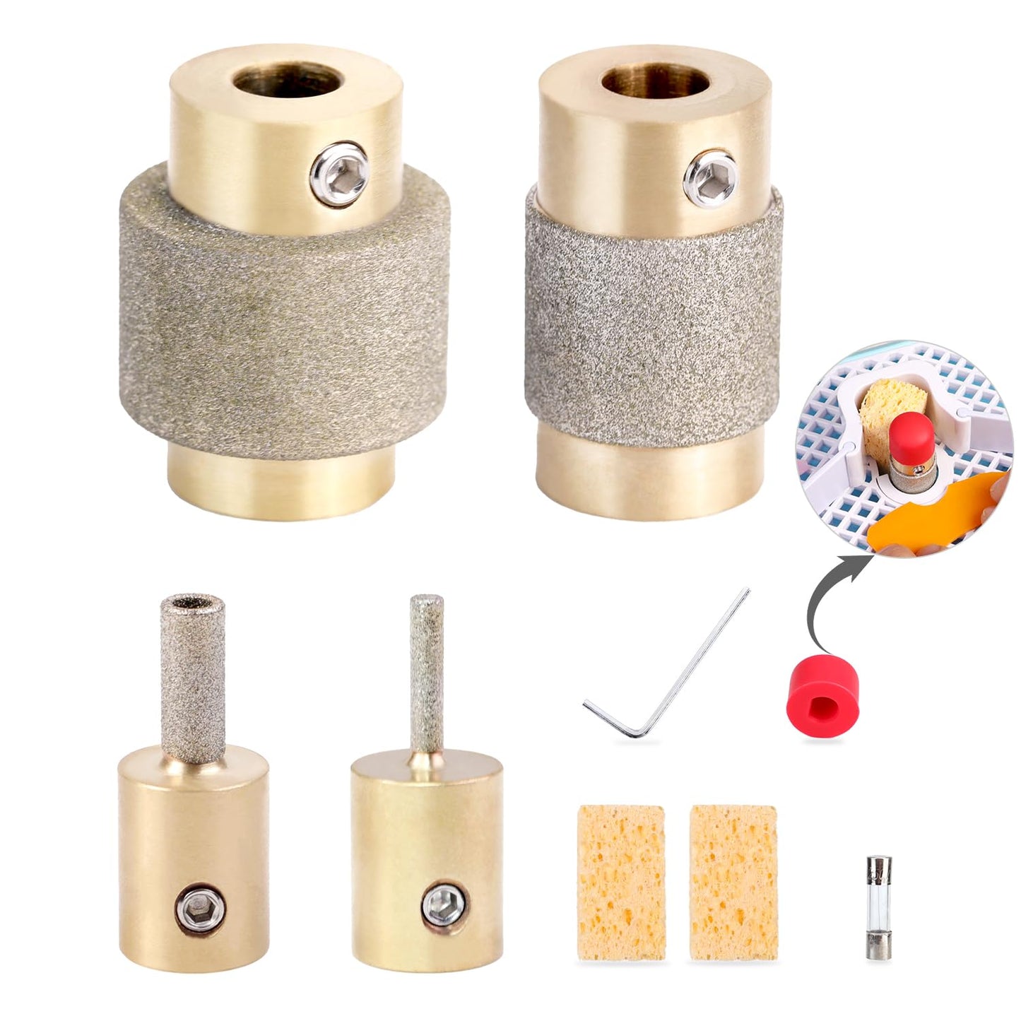 Buenoarte Combination Set 1 3/4 1/4 1/8 Inch Diamond Grinder Bit Head Tools Brass Core Stained Glass Grinder Bits & Diamond Grinder Bit Head Tools, Tools and Supplies for Stained Glass (4)