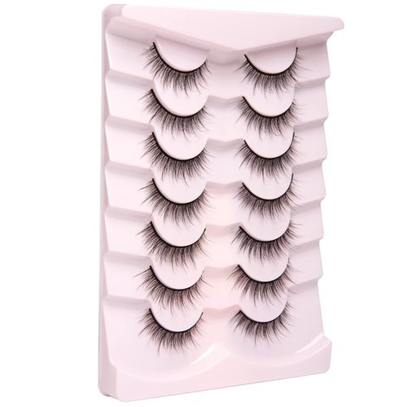 False Eyelashes Natural Look 7 Pairs 3D Faux Mink Lashes Onlyall Short Fake Eye Lashes Pack for Small Eyes 13mm A01