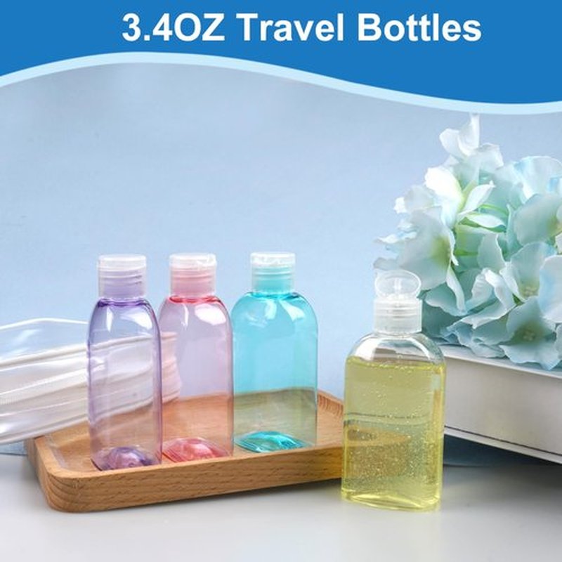 Cosywell Travel Bottles for Toiletries 4pcs 3.4oz Travel Shampoo Bottles TSA Approved Travel Size Containers Leak Proof Empty Lotion Bottles with Flip Cap Small Plastic Squeeze Bottles