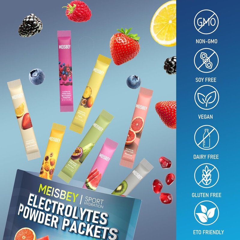 Electrolyte Powder Packets - Sugar Free Hydration Mix with Vitamins & Minerals | 32 Sticks, Keto Friendly, Vegan, Non-GMO
