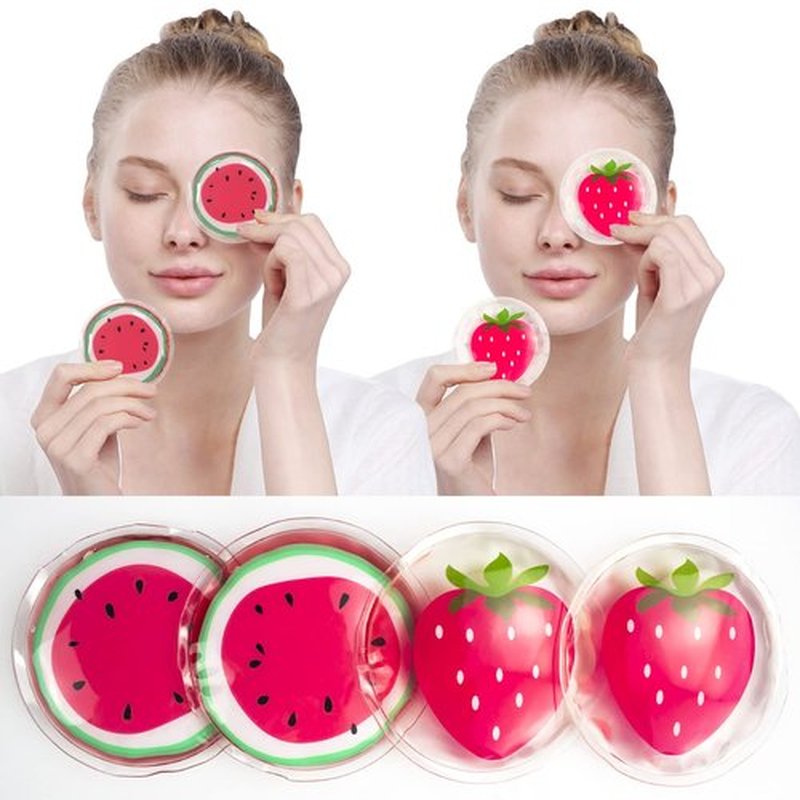 Hot and Cold Eye Pads，Reusable Eye Patches - Soothing, Revitalizing, Puffiness, Refresh, Relieves Stress, Relax, Relieves Puffiness and Tension(2 Watermelons + 2 strawberrys)