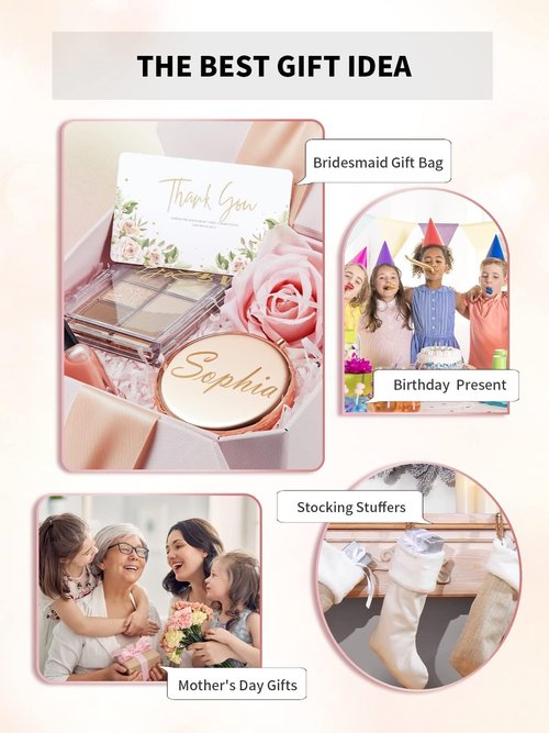 Getinbulk Compact Mirror Bulk, Pack of 6 Double-Sided 1X/2X Magnifying Metal Makeup Mirrors(Round, Rose Gold)