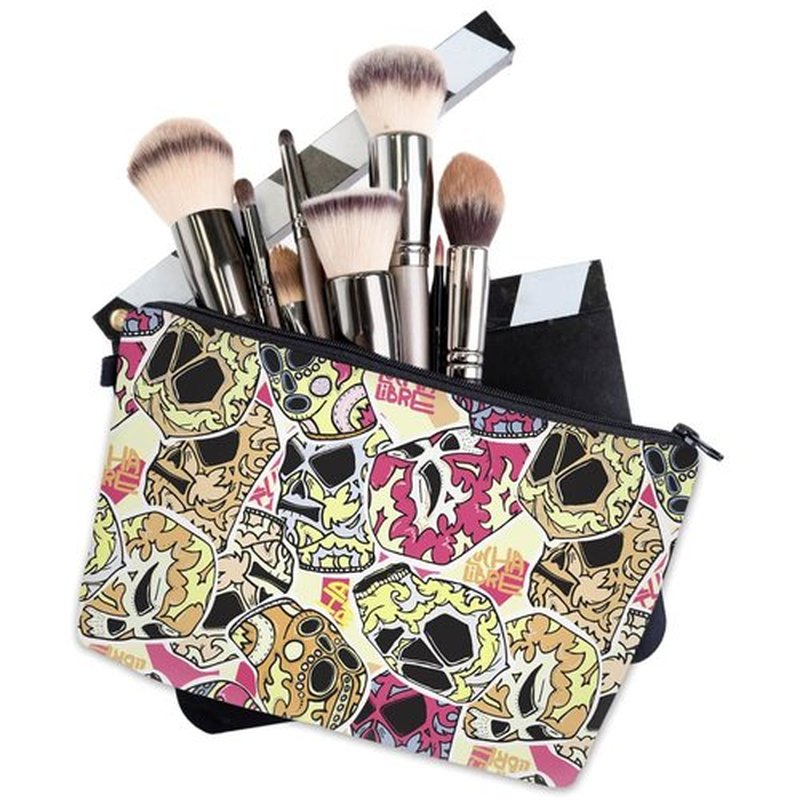 LOOMILOO Toiletry Bag for Women Small, Travel Makeup Pouch Adorable Roomy Travel Water Resistant Cosmetic Purse Accessories Organizer Women Gift(Skull 55604)