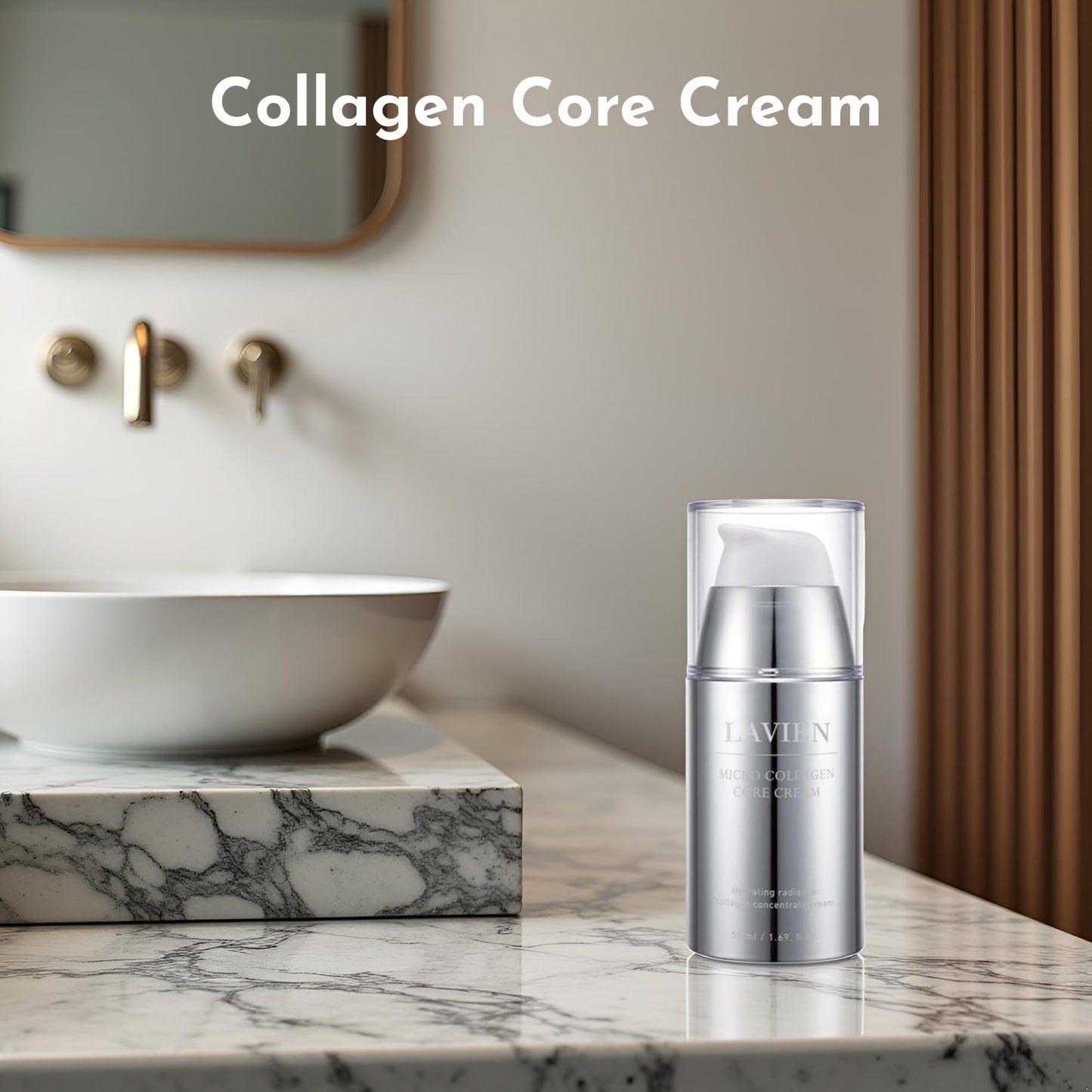 LAVIEN Collagen Face Cream Moisturizer - 60.3% Collagen Extract with Elastin & Shea Butter - Korean Skincare Cream for Firm, Hydrated Skin - All Skin Types - 1.69 Fl Oz
