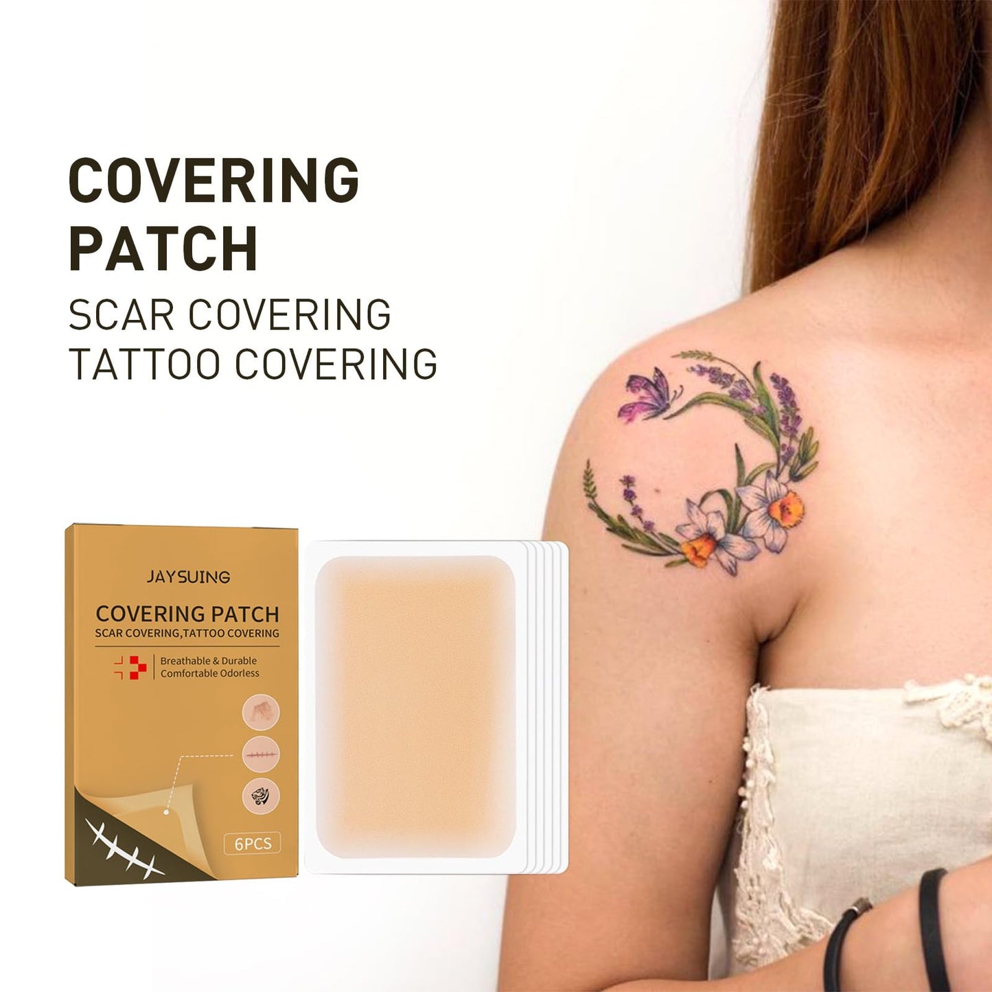 Tattoo Cover up patch, Concealer-Sticker Invisible, Matte, sweat and water-proof, cover up Tattoo, Scar, Blemish