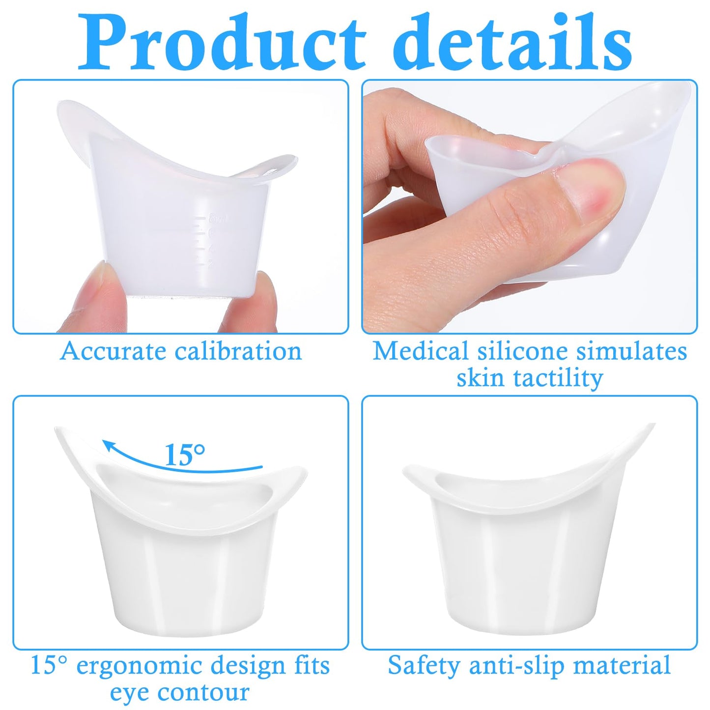 Gjinxi Eye Wash Cups, 2Pcs Reusable Silicone for Eye Wash Eye RinseKit with Clear Storage Container, Portable Eye Flush Kit for Eye Care, for Quick Relief Tired Eyes Cleaning Eye Dust