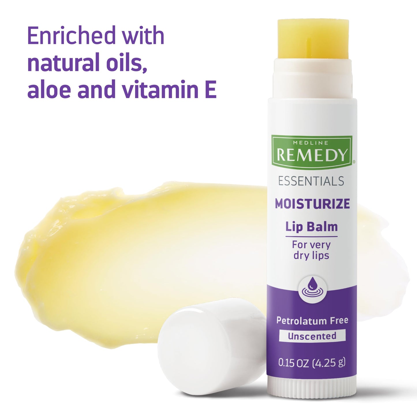 Medline Remedy Essentials Lip Balm, 36 Count, Unscented, Moisturizing, Hydrating Lip Balm, Nourish, Soothe, Revitalize Chapped Lips, Comforting Skin Conditioner, Paraben-Free, 0.15 oz Stick