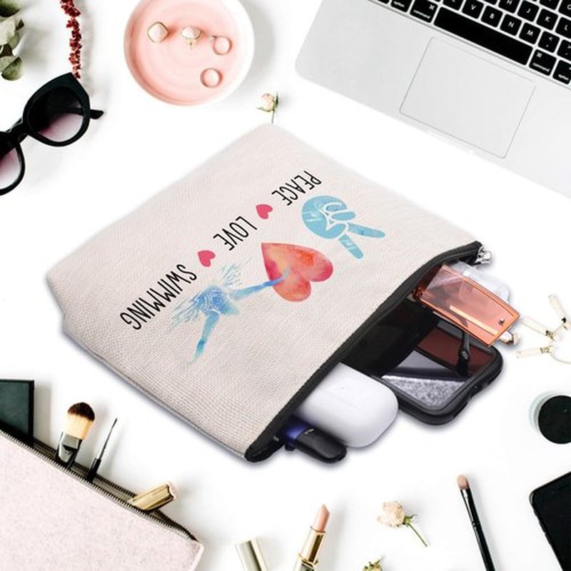 CEASQVAA Funny Swimming Gifts for Women, Swimming Team Gifts Swim Coach Teacher Gifts, Swimming Makeup Bag Birthday Gifts for Swimmer Women Her Female