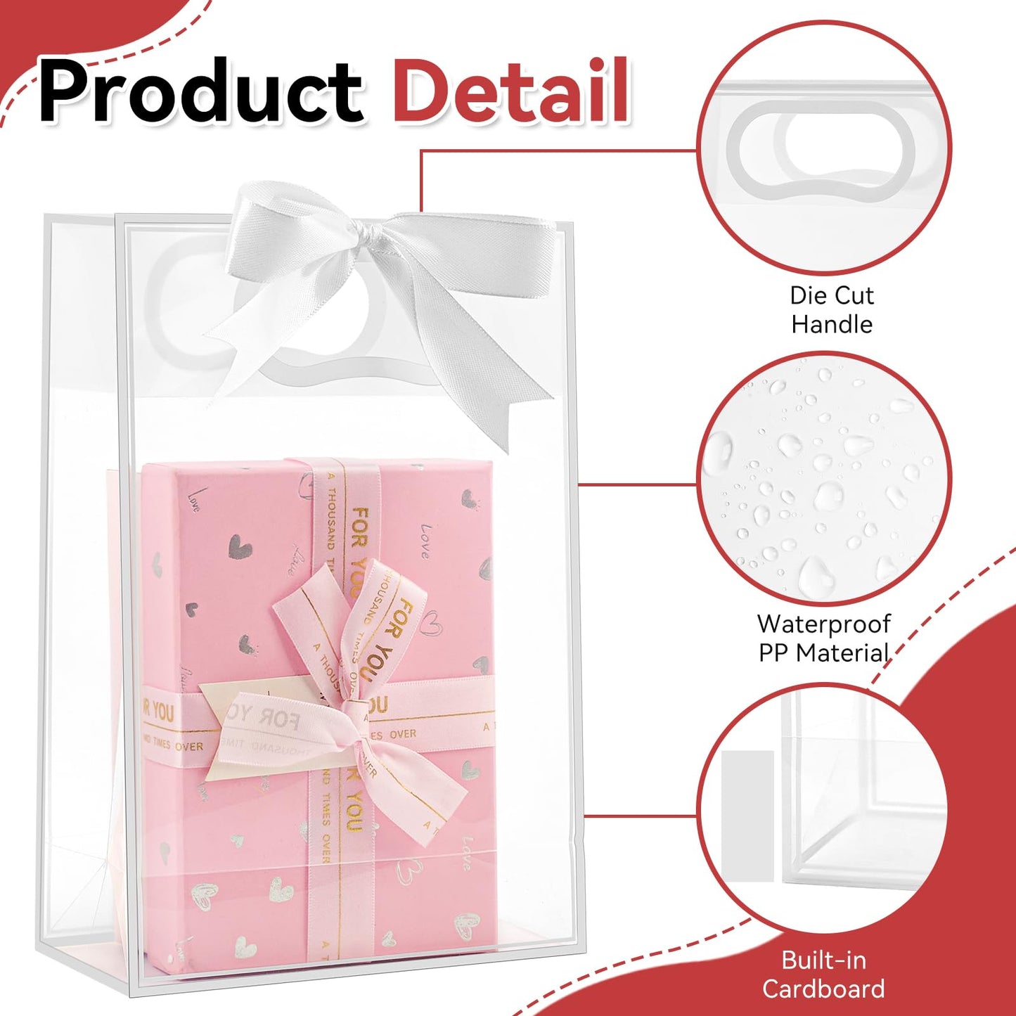 Ohuimrt White Plastic Gift Bags with Handles, 12 Pack