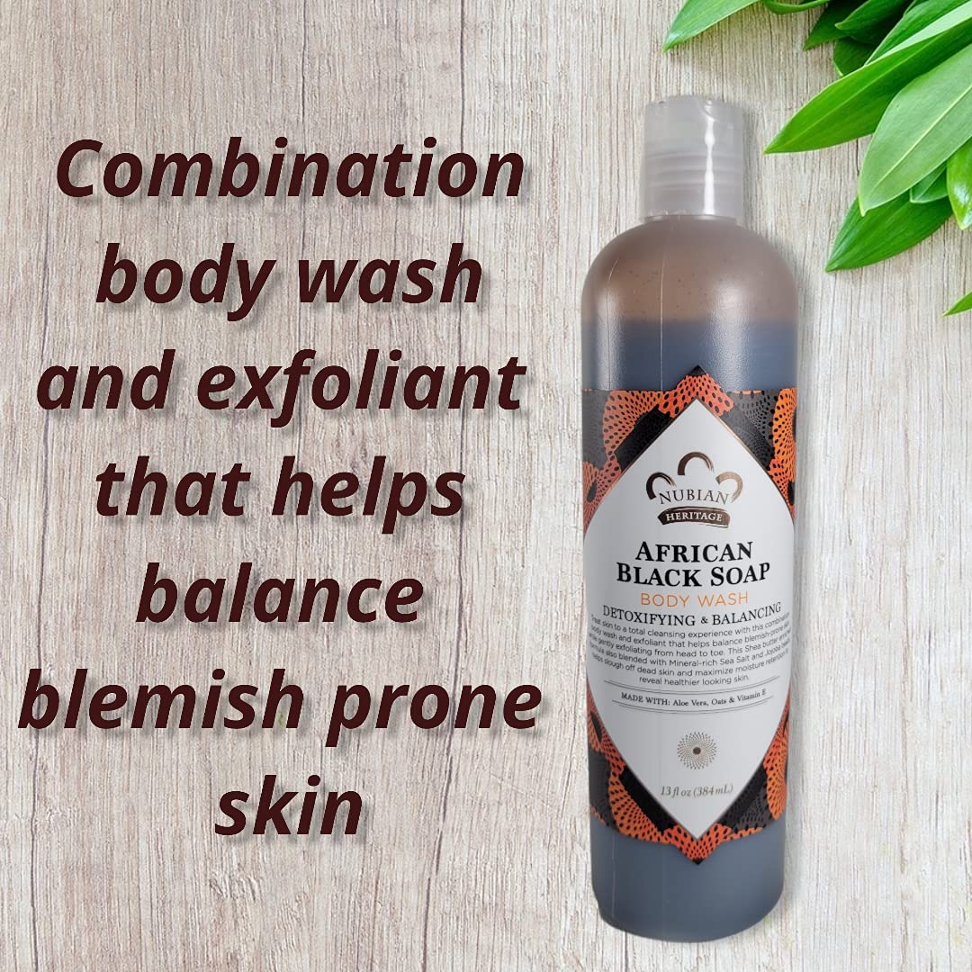 African Black Soap Body Wash with Tea Tree Oil & Aloe - 13 Fl Oz, 2-Pack