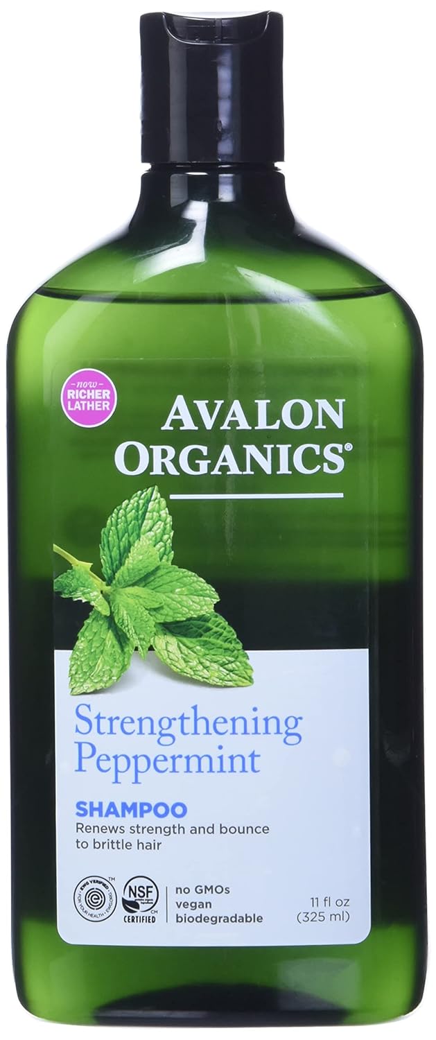 Avalon Organics Strengthening Peppermint Shampoo, 11 oz. (Pack of 3)