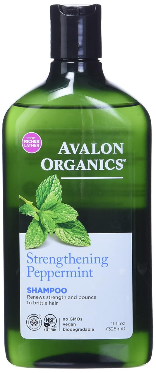 Avalon Organics Strengthening Peppermint Shampoo, 11 oz. (Pack of 3)