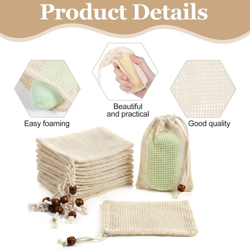 Soap Saver Bag - 10 Pack Natural Sisal Mesh Soap Holder for Shower | Durable & Eco-Friendly
