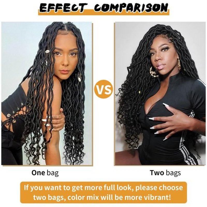 Goddess Locs Crochet Hair 18 Inch 6 Packs Ombre Purple Faux Locs with Curly ends Pre Looped Goddess Faux Locs Crochet Hair for Black Women (18 Inch,6 Packs,1B/Purple)