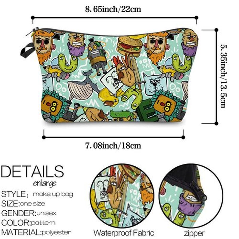 LOOMILOO Small Toiletry Bags for Women, Adorable Roomy Makeup Pouch Travel Water Resistant Cosmetic Purse Accessories Organizer Gift(Modern Abstract 55612)