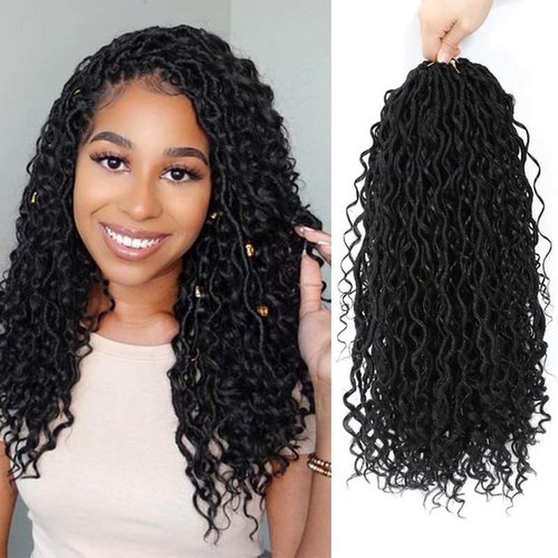 Goddess Locs Crochet Hair For Black Women 10 Inch 8 Packs Faux Locs Crochet Hair Crochet Locs Crochet Hair Pre Looped Crochet Locs River Locs With Curly Ends (1B#)