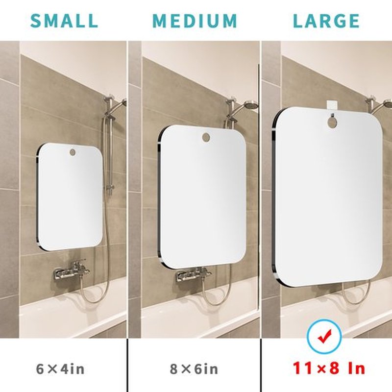 Shatterproof shower mirror fogless for shaving mirror (Larger,11"x8") Small Wall Hanging Camp Vanity Mirror,Unbreakable Plexiglass Makeup travel camping mirrors,men fog free handheld,Outdoor Showers