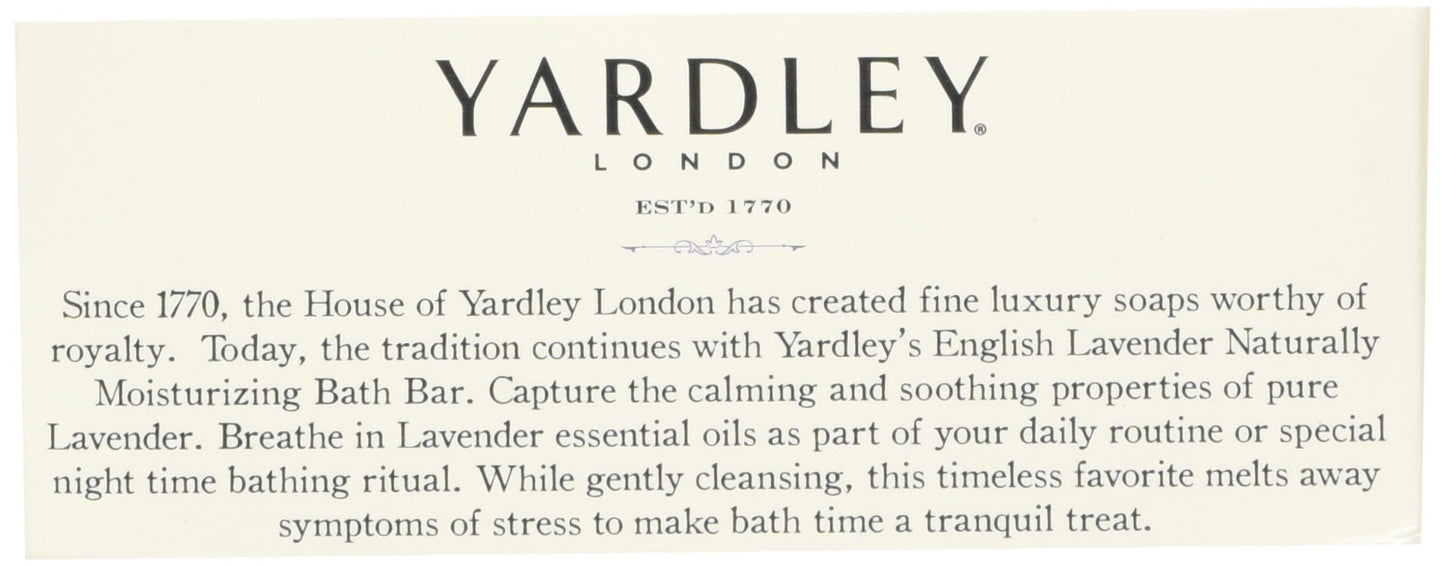 Yardley London English Lavender with Essential Oils Soap Bar, 4.25 oz Bar (Pack of 8)