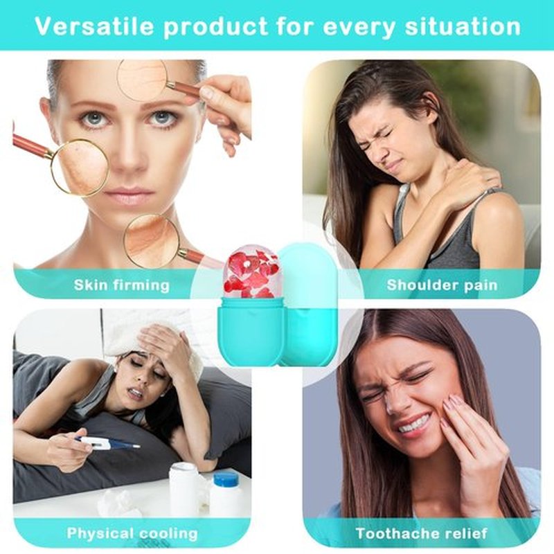 KOGITI Ice Mold for Face, Ice Roller for Face & Eye, Beauty Facial Ice Rollers Ice Holder Mold Face Puffiness Relief Massage Skin Care Tools, Ice Facial Cube (New-Blue)