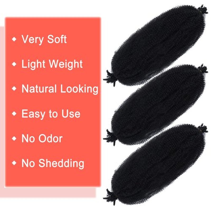 Marley Twist Braiding Hair 18 Inch Black 7 Packs Afro Twist Hair Pre Separated Spring Twist Hair Pre Fluffed Cuban Twist Hair Synthetic Wrapping Hair Extensions for Soft Locs (18",1B)