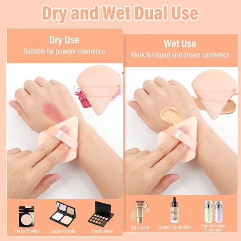Thrilez 20pcs Triangle Powder Puff, Loose Powder Puffs Makeup Puff for Face Powder, Setting Powder Puff for Make Up, Face Puff Pads for Press Powder, Sponge Powder Applicator for Face and Eye (Beige)