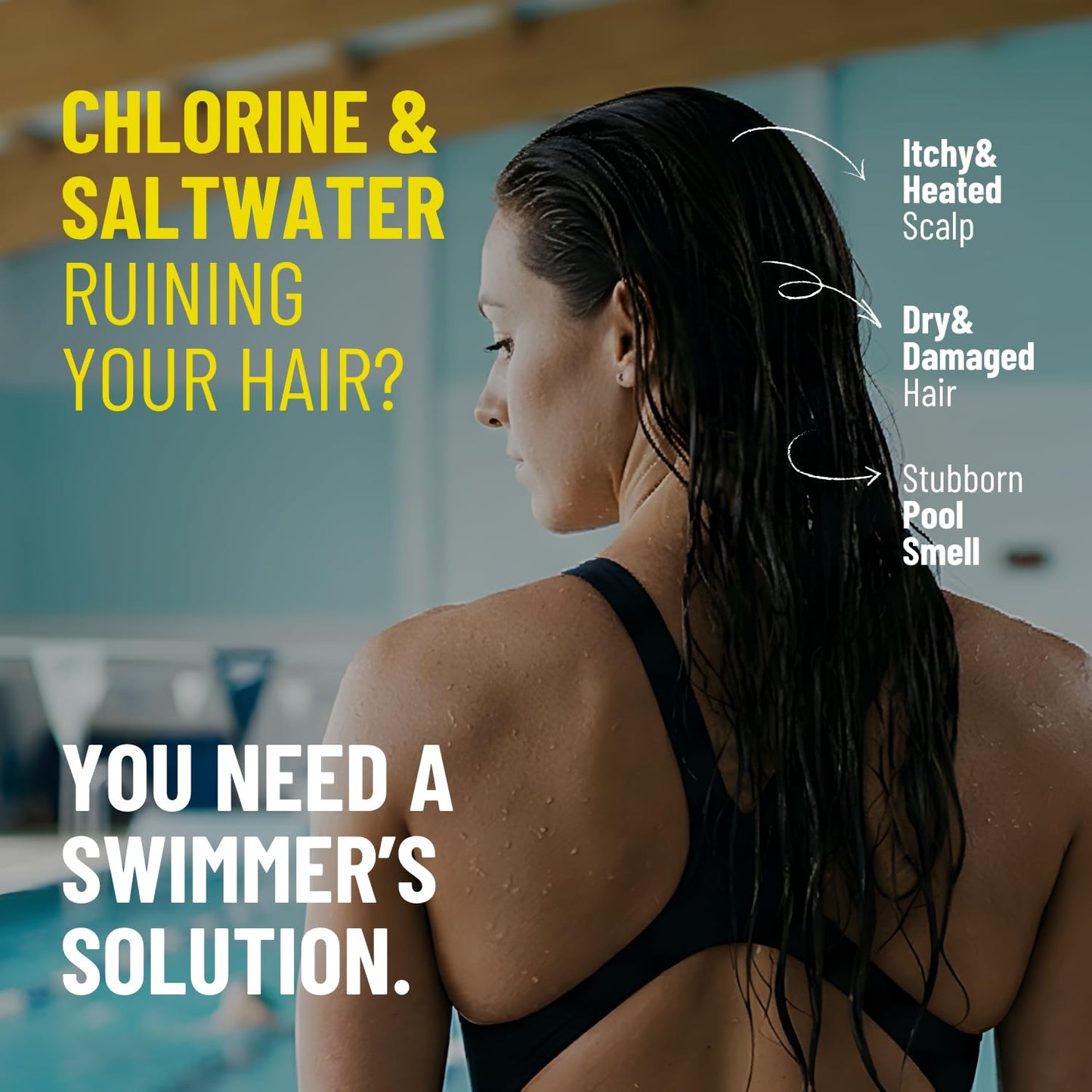 SWIM SALON Swimmer Chlorine Removal Hair Care Set | Chlorine Removing Shampoo + Leave-In Treatment | Vitamin C Neutralizing, Repair & Hydration | 2-Step Swim Hair System (10.58 oz + 4.73 oz)