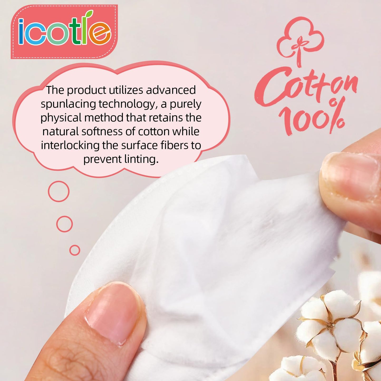 Oval Cotton Pads (100 Count) Ultra-Soft Cotton Ovals 100% Cotton Spunlace Purely Physical Technology, Large Makeup Remover Pads Facial Cotton Pads for Makeup Removal, Cleansing, Toner Application