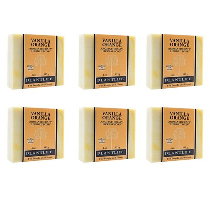 Plantlife Vanilla Orange 6-Pack Bar Soap - Moisturizing and Soothing Soap for Your Skin - Hand Crafted Using Plant-Based Ingredients - Made in California 4 oz Bar