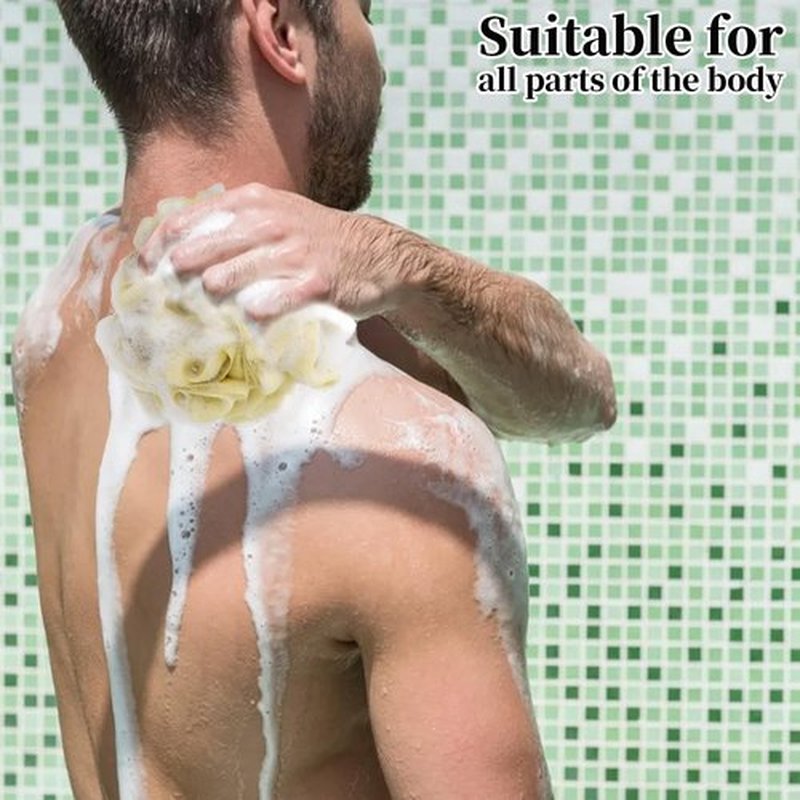BCKENEY Bath Loofah Shower Sponge Body Back Scrubber Soft Mesh Shower Puffs Exfoliating Loofa for Women & Men Bath Accessories Cleaning Tool (4Pcs 60G Shower Puffs, Luxury)