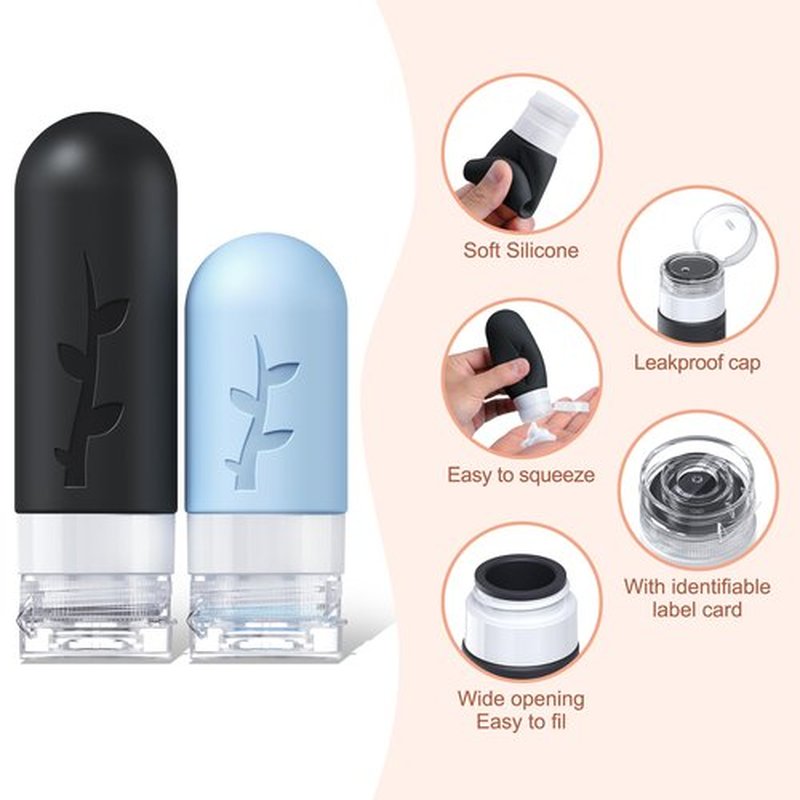 18 Pcs Travel Bottles for Toiletries, Silicone Travel Size Toiletries of Travel Containers Set, Refillable & Leakproof Travel Bottles Kit with TSA Approved Travel Size Bottles (black)