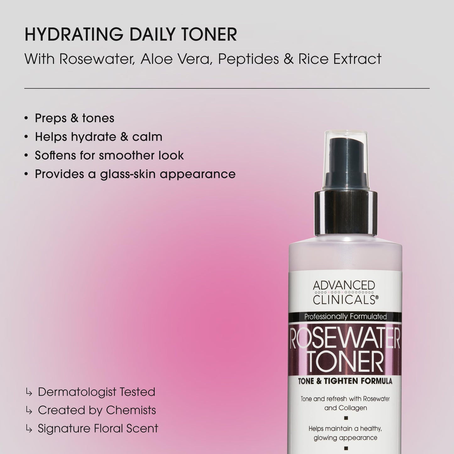 Advanced Clinicals Collagen + Rosewater Facial Mist Toner W/Charcoal & Aloe Vera. Alcohol-Free PH Balancing Formula Detoxifies & Hydrates Skin Improving Overall Skin Tone, Calming Face Mist, 8 Fl Oz