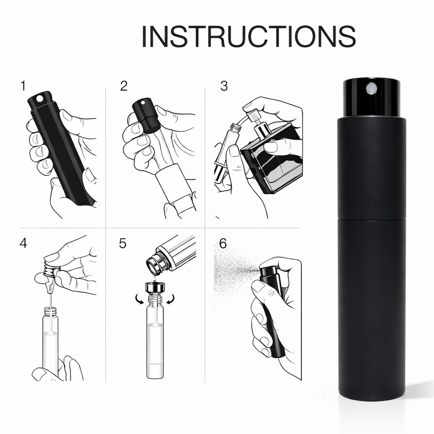 Huizata Travel Perfume Bottle Refillable 10ml 3-Pack Twist Up Cologne Atomizer