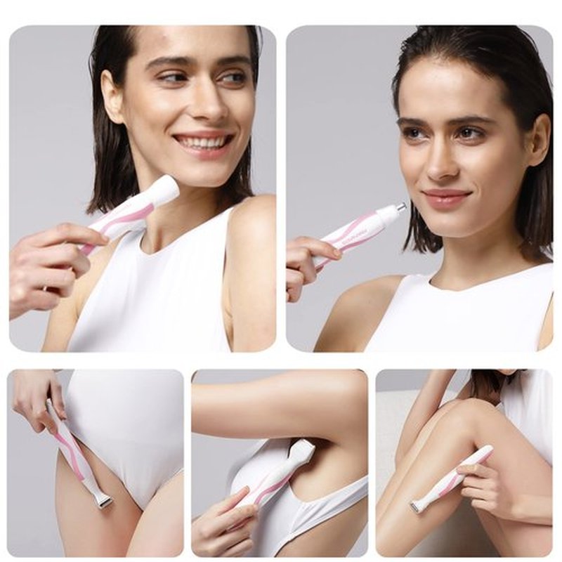 Pinkpapaya Electric Bikini Trimmer for Women,4 in 1 Electric Shaver for Women, Pubic Hair Trimmer and Facial Hair Remover Removal,Face Razors & Nose Hair Trimmer,Women's Grooming Kit,Peach/qby7