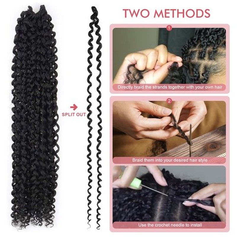 Pelokaa Passion Twist Hair - 18 Inch 7packs Jet Black Water Wave Crochet Braids Synthetic Braiding Hair Extensions (18 Inch, #1-7P)