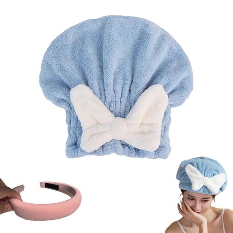 hwqsad Efficient Hair Towel Wrap for Women, Super Absorbent Hair Towel Wrap for Women, New Super Absorbent Hair Towel Wrap for Wet Hair, Dry Quickly and Naturally, Anti Frizz (Blue a)