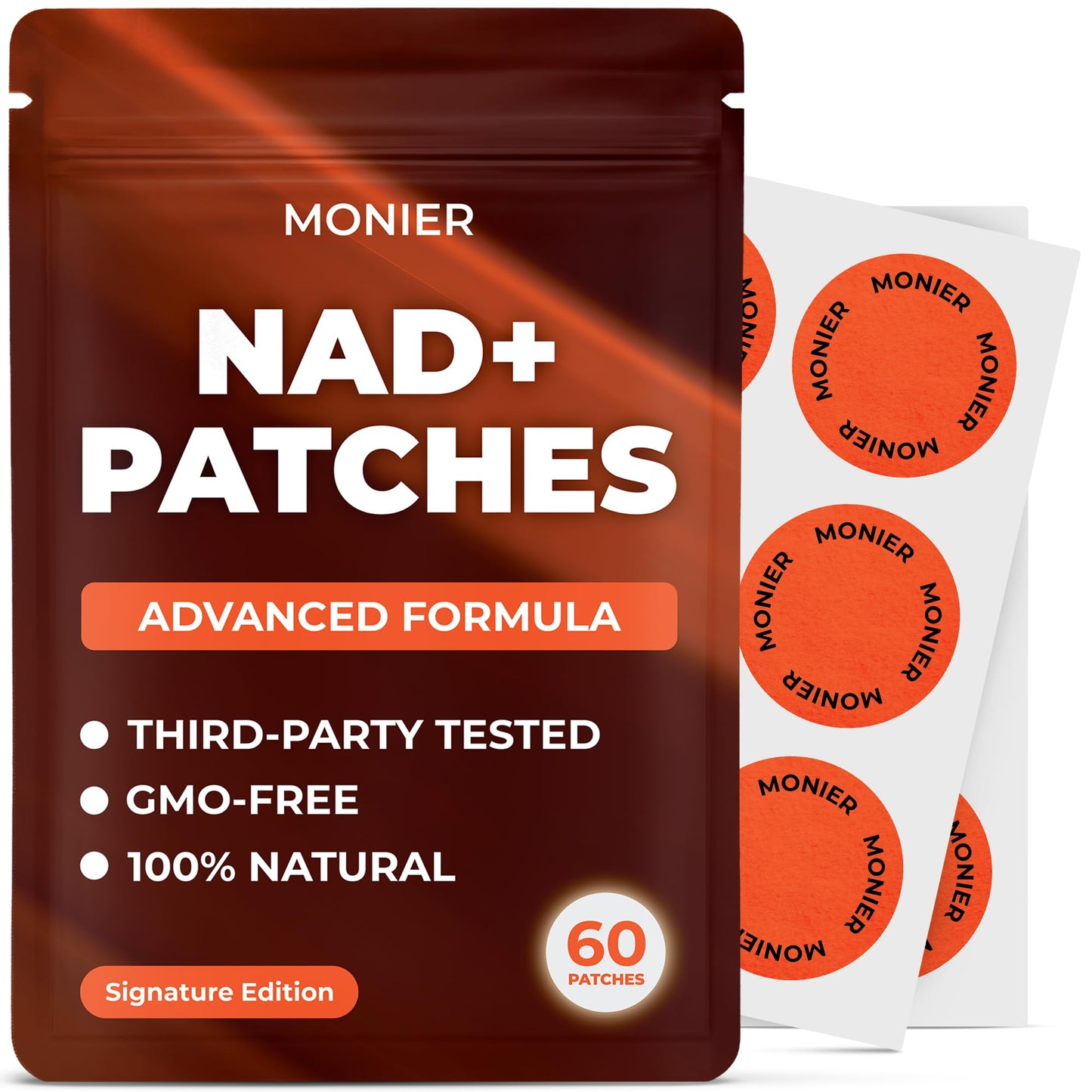 MONIER NAD Patches for Women & Men | NAD+ Patch for Energy & Healthy Aging | with CoQ10 & Nicotinamide | 60 Day Supply